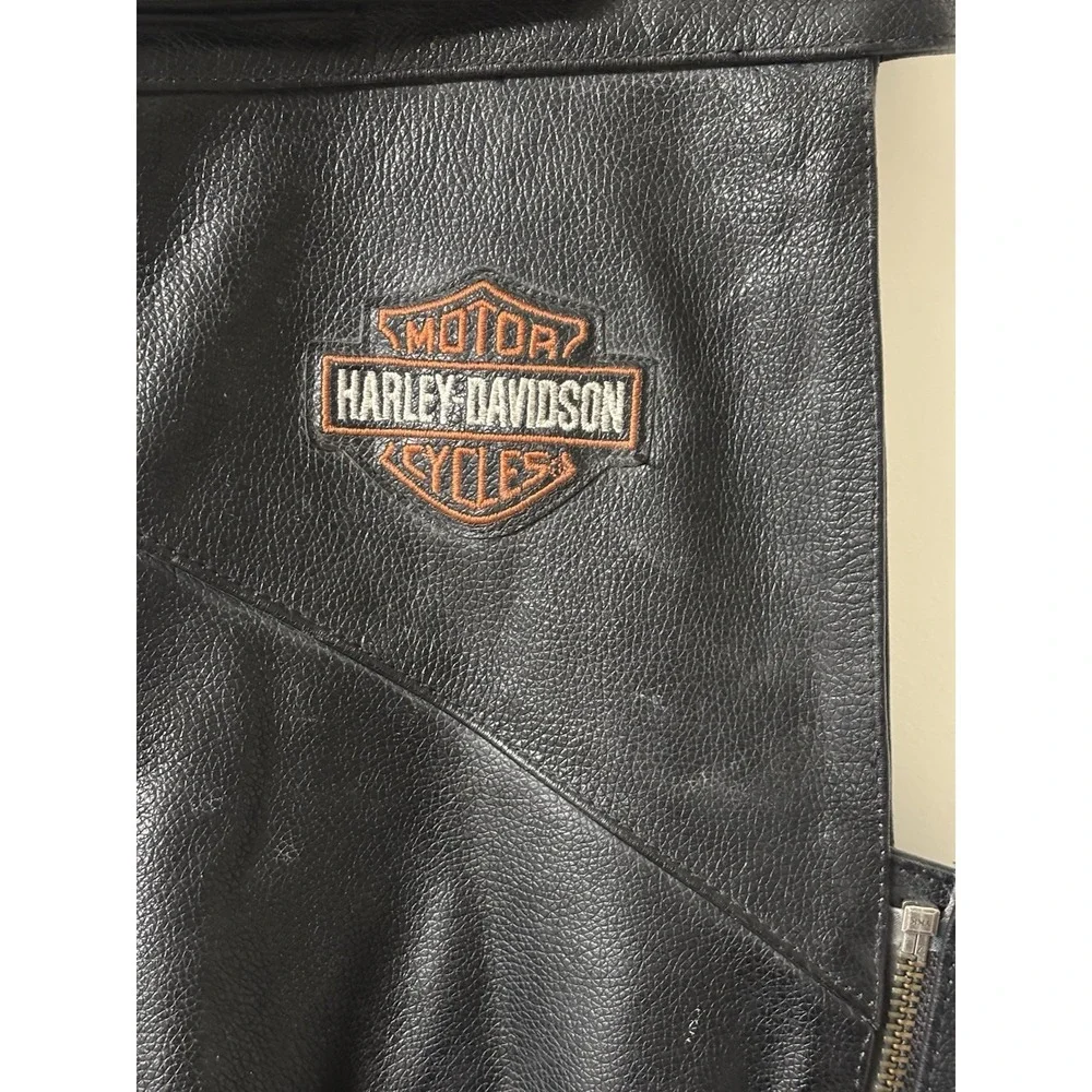 Harley-Davidson Leather Chaps Mens XL Black Riding Gear Motorcycle Biker Pants - Picture 3 of 13